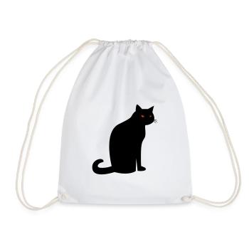Creepy Black Cat Halloween - Drawstring Bag - white - Front