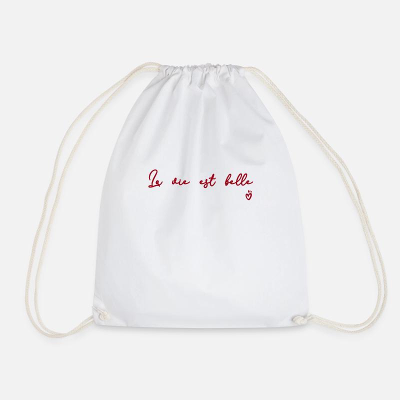 Life is Beautiful T-shirt - Drawstring Bag - white