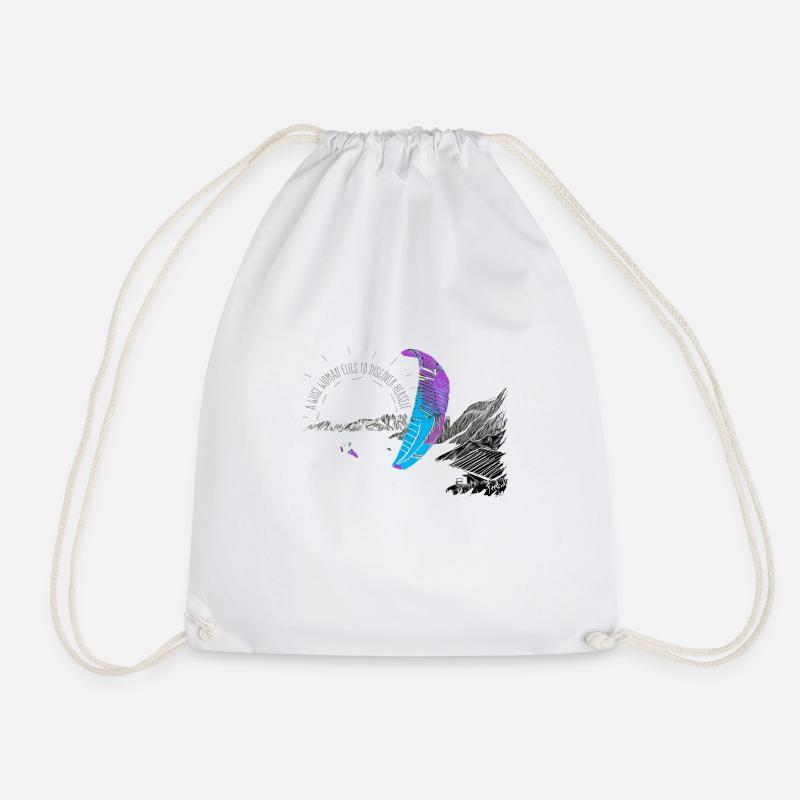 Paraglider Sun Love Mountains - Drawstring Bag - white