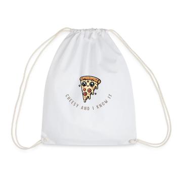 Funny Pizza Slice – Cheesy & Awesome Shirt - Turnbeutel - Weiß - Vorne