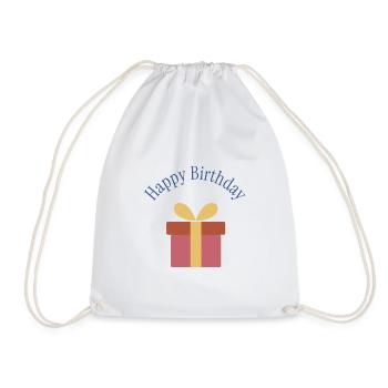 HAPPY BIRTHDAY. HAPPY BIRTHDAY. ANNIVERSARY. - Drawstring Bag - white - Front