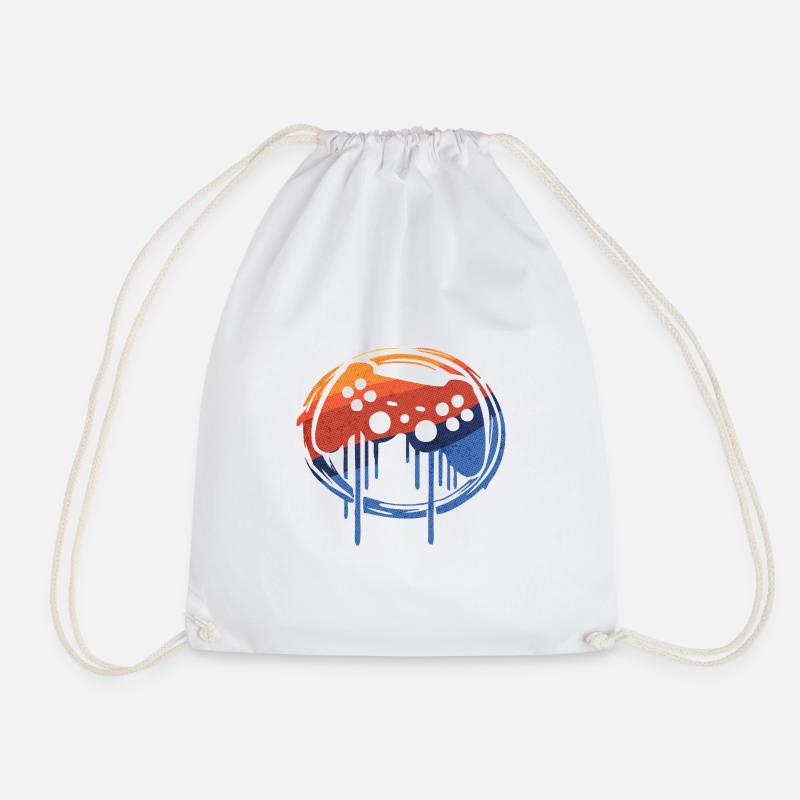 Retro Gamer - Drawstring Bag - white