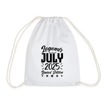 Born in July 2025. Birthday gift. - Drawstring Bag - white - Front