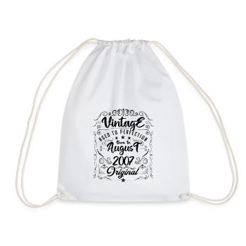 Vintage born in August 2007. Anniversary August 2007 - Drawstring Bag - white - Front