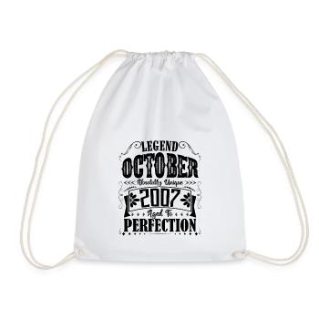 October 2007. October 2007 Birthday Gift. - Drawstring Bag - white - Front