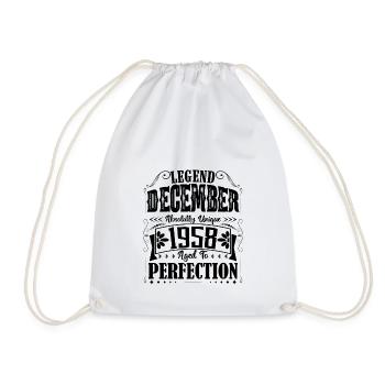 Dezember 1958. Dezember 1958 Geburtstagsgeschenk - Turnbeutel - Weiß - Vorne