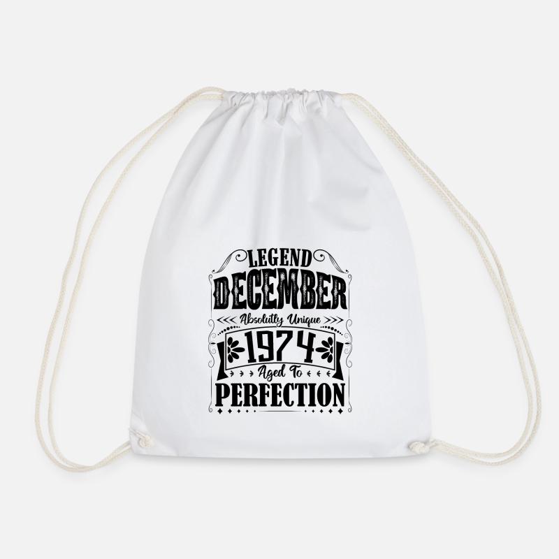 Dezember 1974. Dezember 1974 Geburtstagsgeschenk - Turnbeutel - Weiß