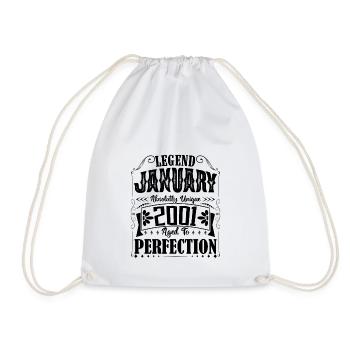 January 2001. January 2001 Birthday Gift. - Drawstring Bag - white - Front