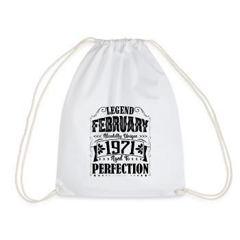 February 1971. February 1971 Birthday Gift. - Drawstring Bag - white - Front