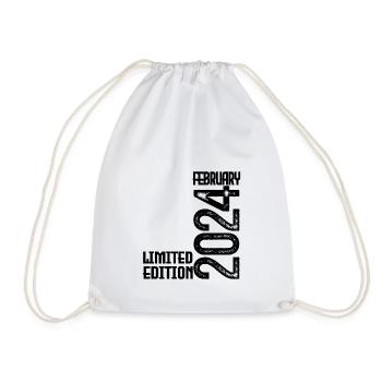 February 2024 Birthday Gift. February 2024. - Drawstring Bag - white - Front
