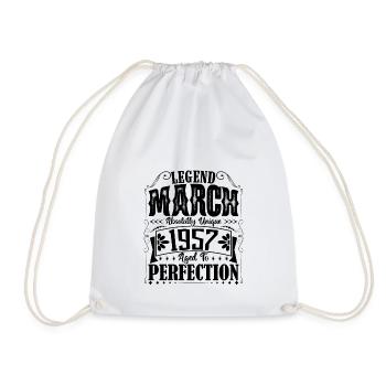 March 1957. March 1957 Birthday Gift. March. - Drawstring Bag - white - Front