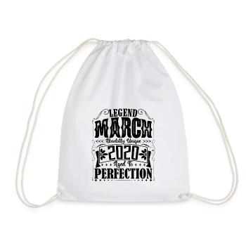 Mars 2020. Cadeau d'Anniversaire mars 2020. March. - Sac de sport léger - blanc - Devant