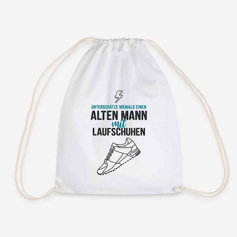Läufer alter Mann mit Laufschuhen - Turnbeutel - Weiß