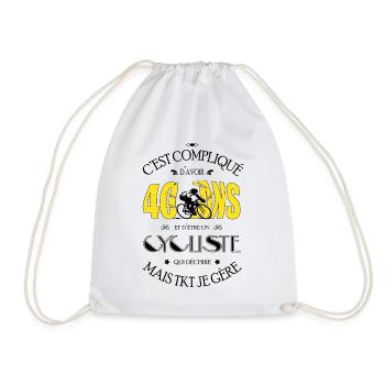 Cycliste 40 ans - Cadeau 40e Anniversaire - Sac de sport léger - blanc - Devant