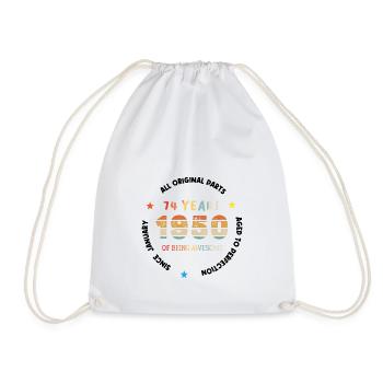 Awesome Since January 1950 Vintage 74 Year Old Birthday - Drawstring Bag - white - Front