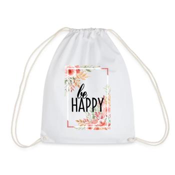 BE HAPPY - Drawstring Bag - white - Front