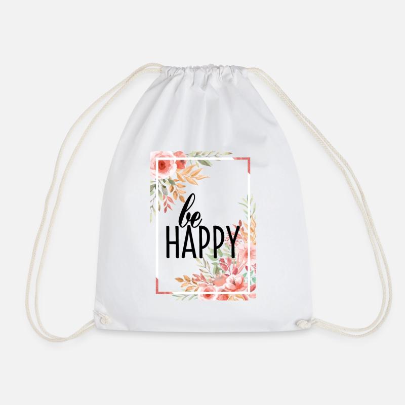 BE HAPPY - Turnbeutel - Weiß