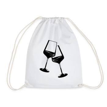 Wein glas icon symbol - Turnbeutel - Weiß - Vorne