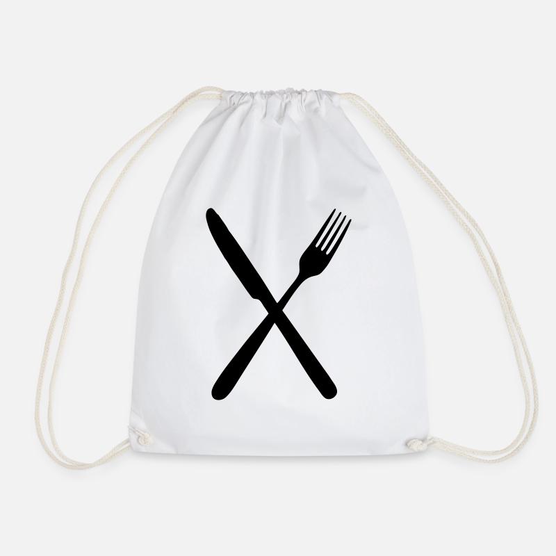 Fork and knife - Drawstring Bag - white