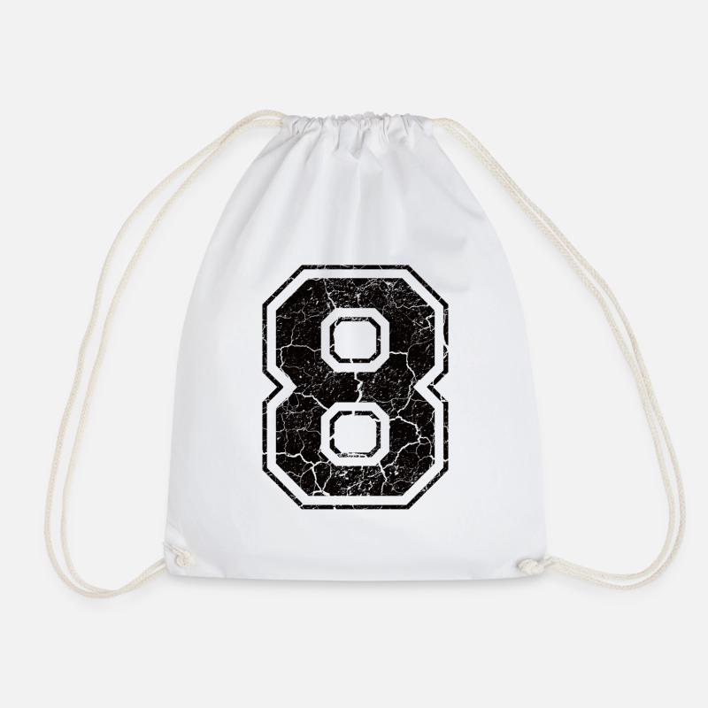 8_eight_acht_black_schwarz (uk) - Drawstring Bag - white