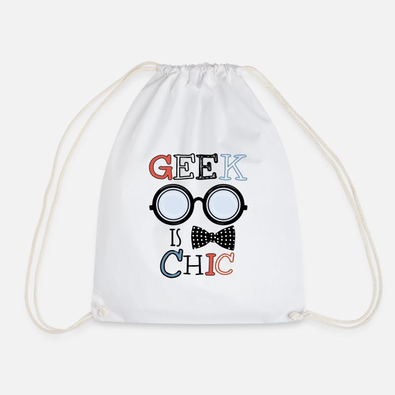 geek - Drawstring Bag - white
