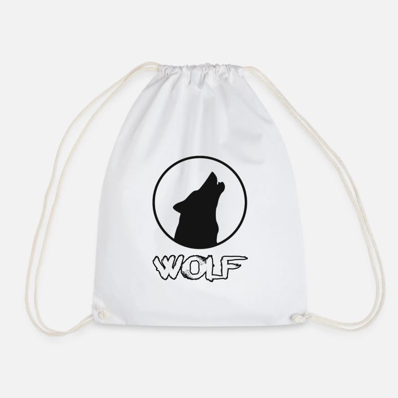 wolf - Drawstring Bag - white