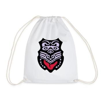 Māori mask tribal ethnic tattoo - Drawstring Bag - white - Front