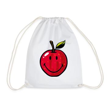 Smiley Red Apple - Drawstring Bag - white - Front