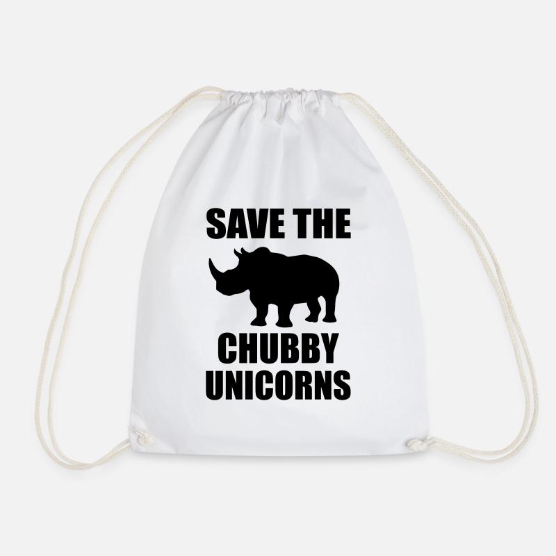 Save The Chubby Unicorn - Drawstring Bag - white