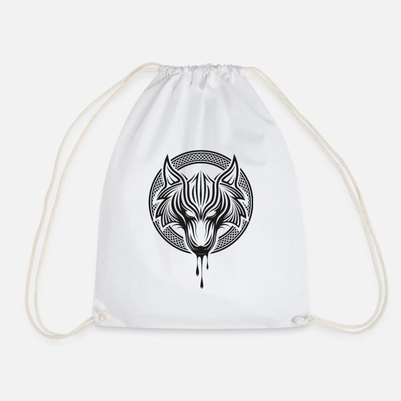 Celtic Wolf - Drawstring Bag - white