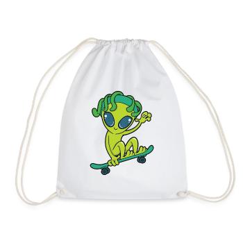 Skateboard Alien - Drawstring Bag - white - Front