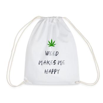 l’herbe me rend heureux cannabis marijuana - Sac de sport léger - blanc - Devant
