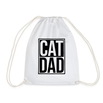 Logo Schild Cat Dad - Turnbeutel - Weiß - Vorne