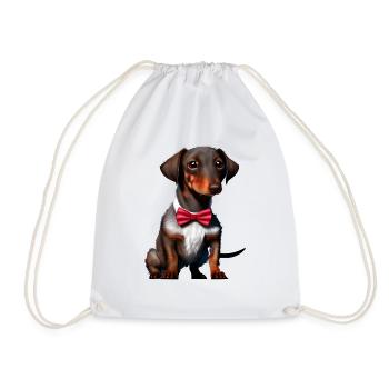 Chiot teckel Teckel avec nœud papillon Dog Dogs - Sac de sport léger - blanc - Devant