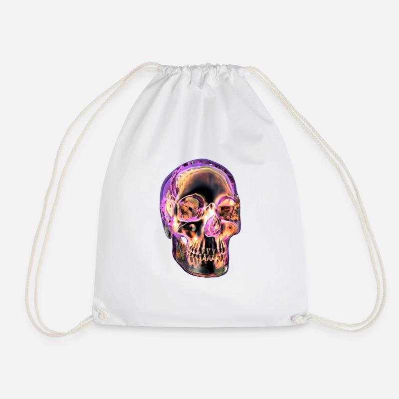 Skull - Drawstring Bag - white