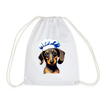 Dachshund Restaurateur Dog Dachshund Puppy Cooking Dogs - Drawstring Bag - white - Front