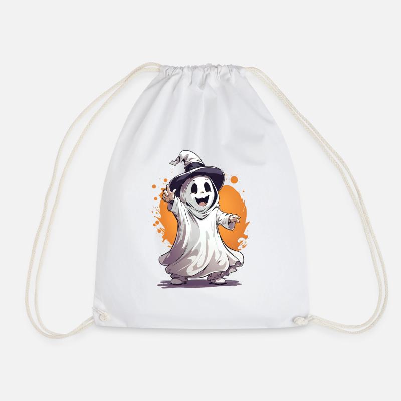 Skeleton halloween with pupkins - Drawstring Bag - white