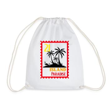 Island Paradise stamp design - Drawstring Bag - white - Front