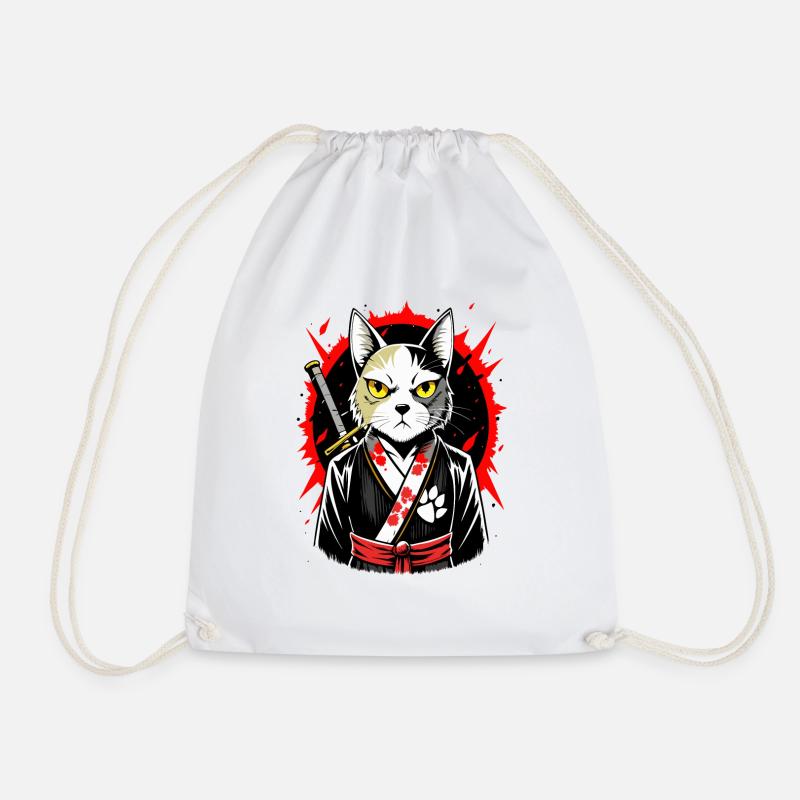 Samurai-Katze - Turnbeutel - Weiß