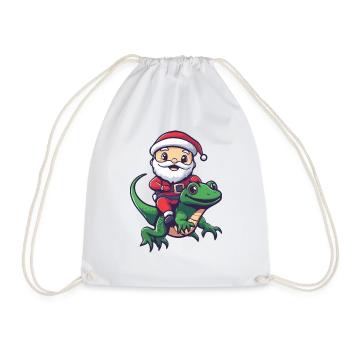 Lézard Père Noël Dessin animé - Sac de sport léger - blanc - Devant
