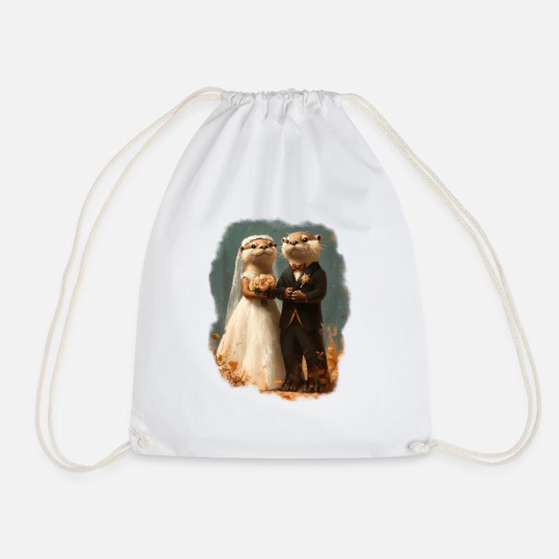 Otter Hochzeitspaar - Turnbeutel - Weiß