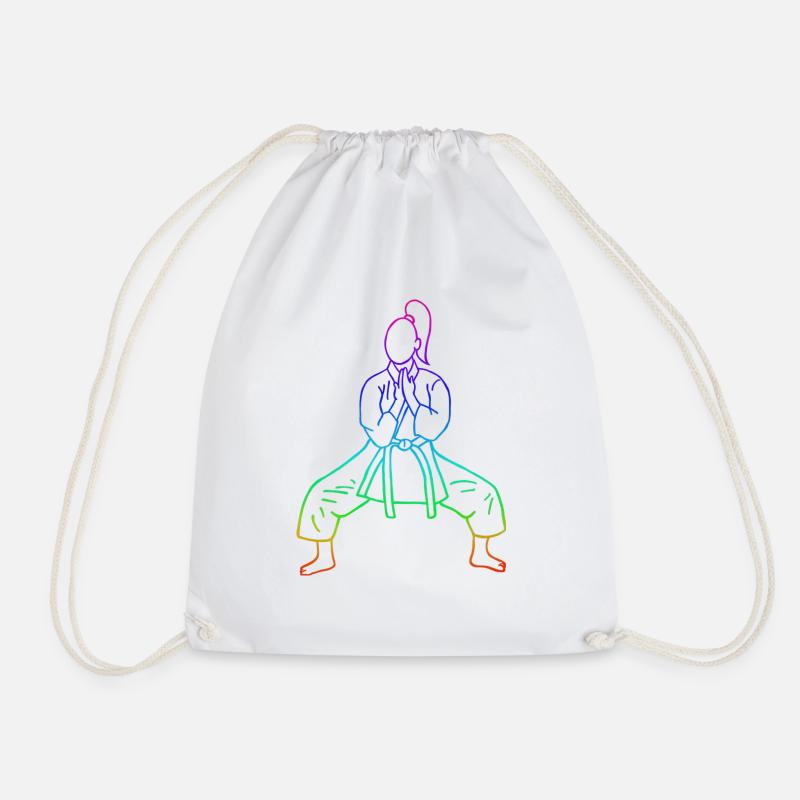 Seiyunchin Female Outline Rainbow - Drawstring Bag - white