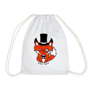 Fox Red Fox Sir Mr. Top Hat Monocle Glasses - Drawstring Bag - white - Front