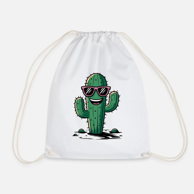 Cool Cactus - Drawstring Bag - white