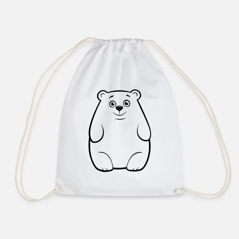 Cuddly polar bear as vector illustration - Drawstring Bag - white