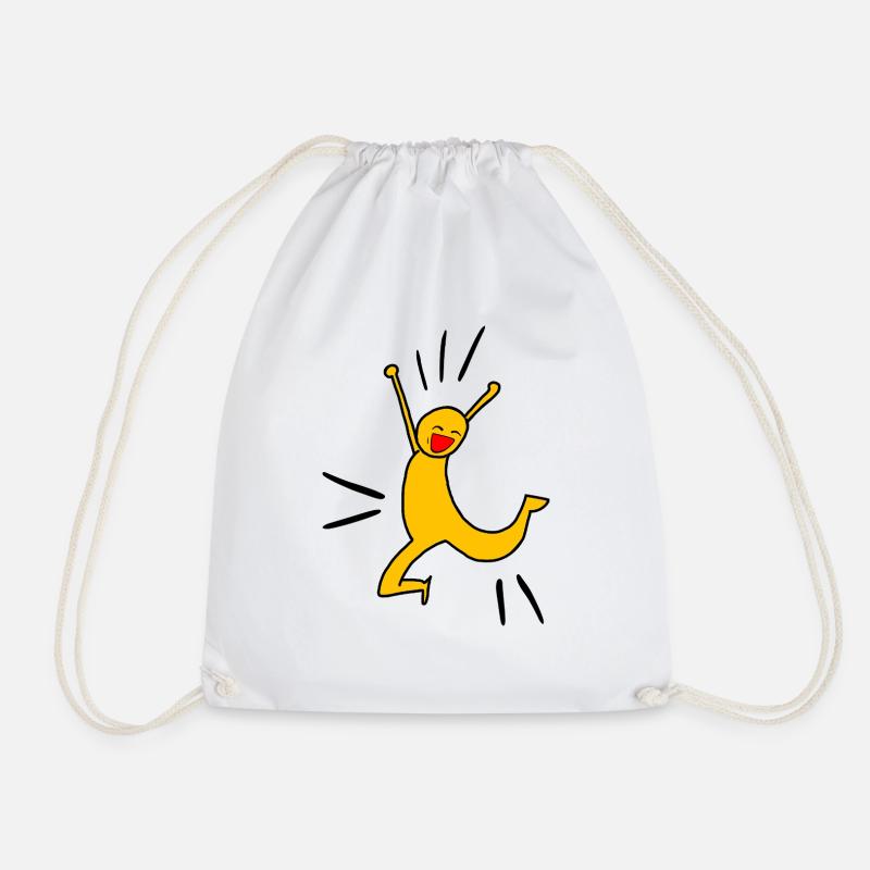 Yellow joy O - Drawstring Bag - white