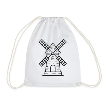 Windmill icon - Drawstring Bag - white - Front