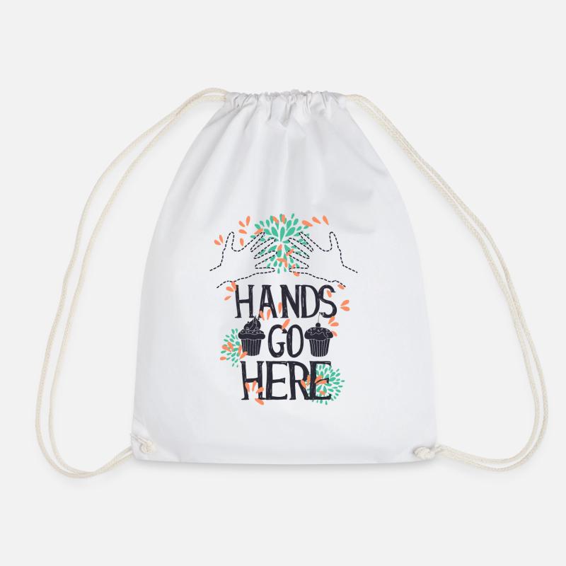 Hands go here CUPCAKE - Drawstring Bag - white