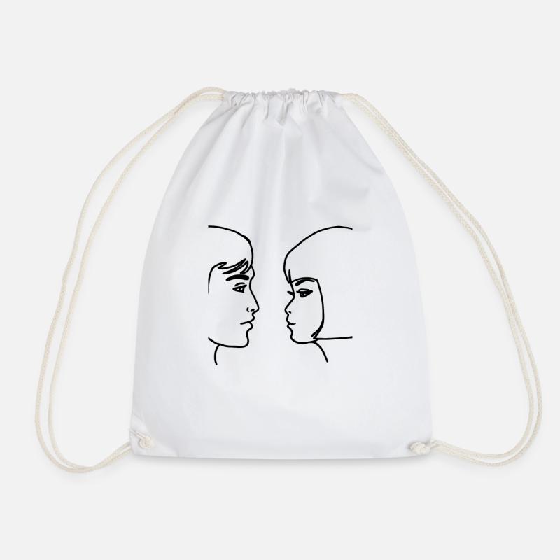 2 faces - Drawstring Bag - white