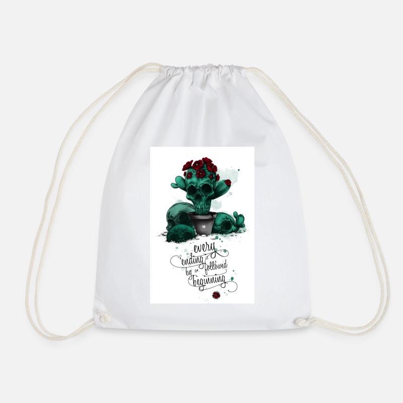 cactus human - Drawstring Bag - white